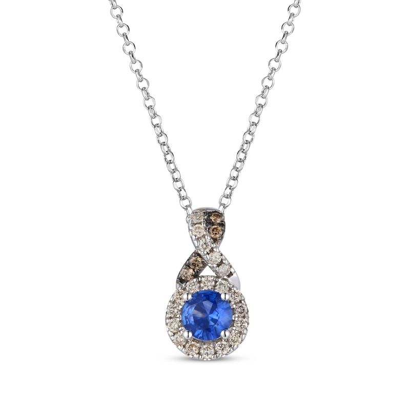 Main Image 1 of Le Vian Chocolate Twist Sapphire Necklace 1/6 ct tw Diamonds 14K Vanilla Gold 19&quot;