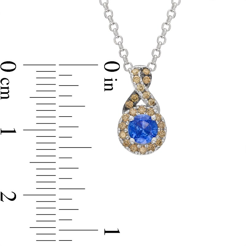 Le Vian Chocolate Twist Sapphire Necklace 1/6 ct tw Diamonds 14K Vanilla Gold 19"