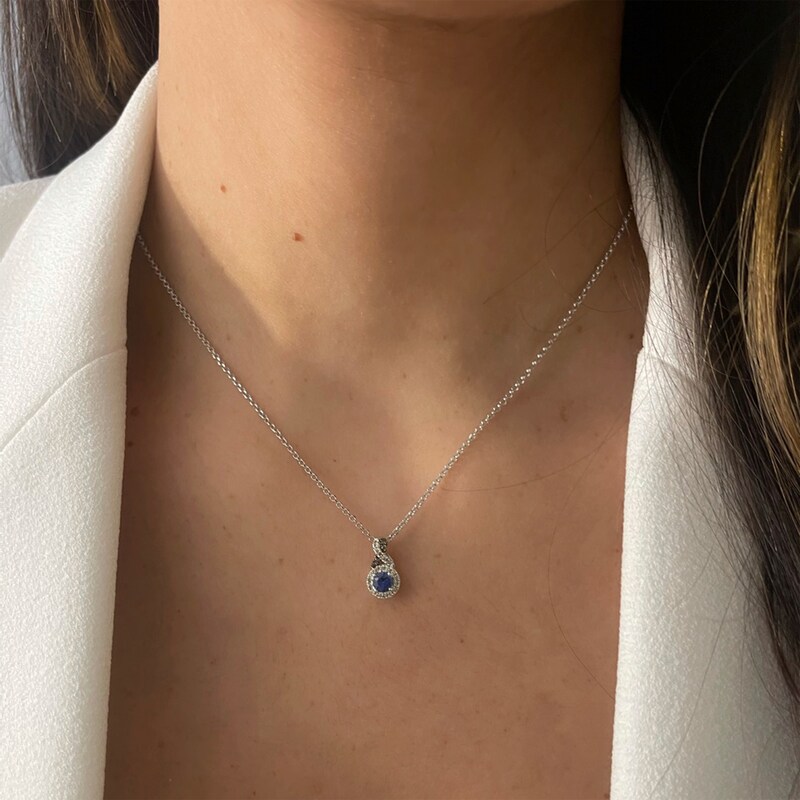 Main Image 4 of Le Vian Chocolate Twist Sapphire Necklace 1/6 ct tw Diamonds 14K Vanilla Gold 19&quot;