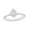 Multi-Diamond Pear Frame Promise Ring 1/5 ct tw Sterling Silver