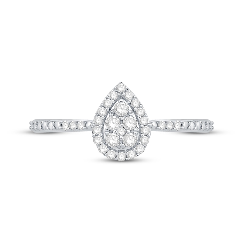 Multi-Diamond Pear Frame Promise Ring 1/5 ct tw Sterling Silver