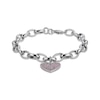 Thumbnail Image 1 of Round-Cut Lab-Created Ruby Heart Charm Bracelet Sterling Silver 7.25“