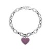 Thumbnail Image 2 of Round-Cut Lab-Created Ruby Heart Charm Bracelet Sterling Silver 7.25“