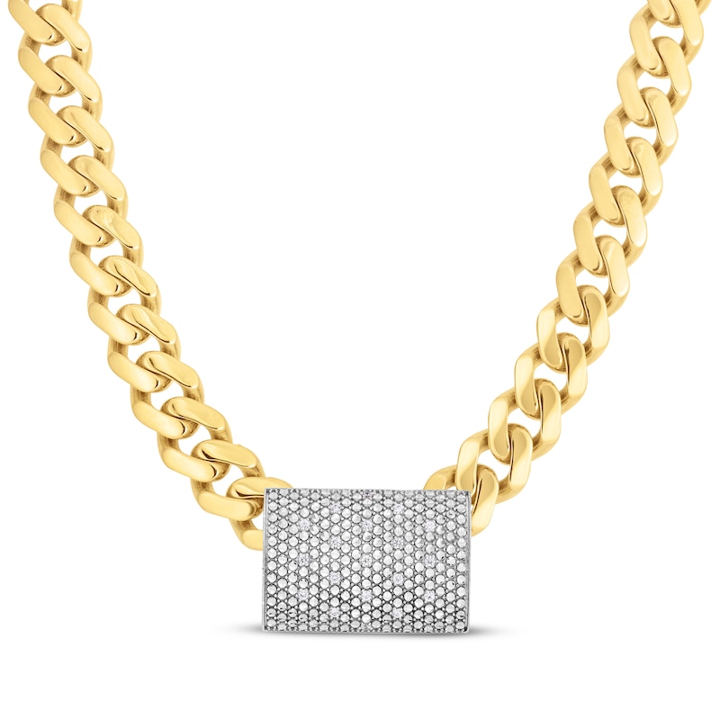 Men’s Diamond Rectangle Bar Charm 1/4 ct tw 10K Yellow Gold