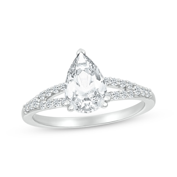 Pear-Shaped & Round-Cut White Lab-Created Sapphire "Vacation" Ring Sterling Silver