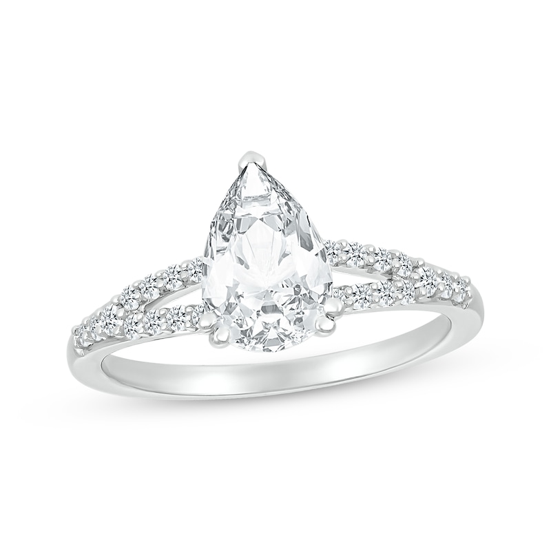 Main Image 1 of Pear-Shaped & Round-Cut White Lab-Created Sapphire &quot;Vacation&quot; Ring Sterling Silver