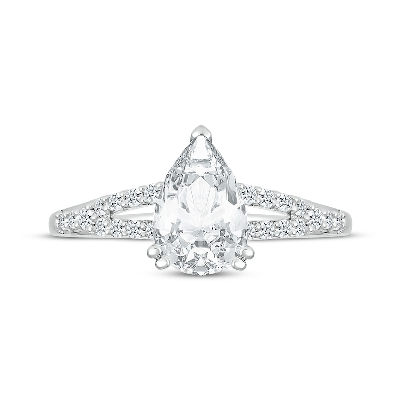 Main Image 4 of Pear-Shaped & Round-Cut White Lab-Created Sapphire &quot;Vacation&quot; Ring Sterling Silver