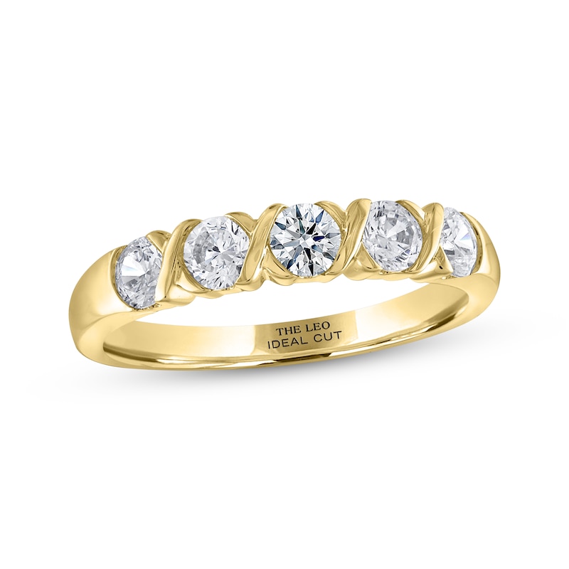 THE LEO Ideal Cut Round-Cut Diamond Anniversary Band 3/4 ct tw 14K Yellow Gold