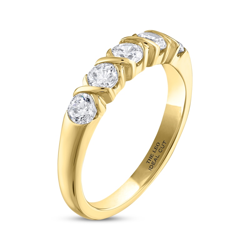 THE LEO Ideal Cut Round-Cut Diamond Anniversary Band 3/4 ct tw 14K Yellow Gold