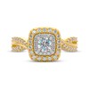 Thumbnail Image 3 of THE LEO First Light Diamond Round-Cut Double Halo Engagement Ring 3/4 ct tw 14K Two-Tone Gold