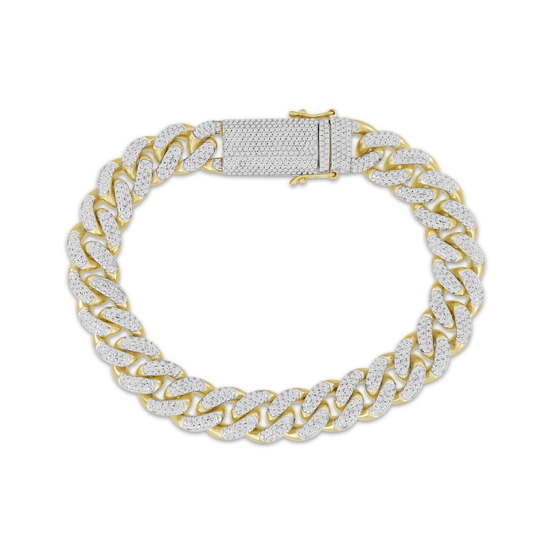 Men's Diamond Cuban Curb Chain Bracelet 2 ct tw 10K Yellow Gold 8.5"