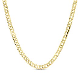 Double-Curb Chain Necklace 4.7mm Semi-Solid 10K Yellow Gold 20&quot;