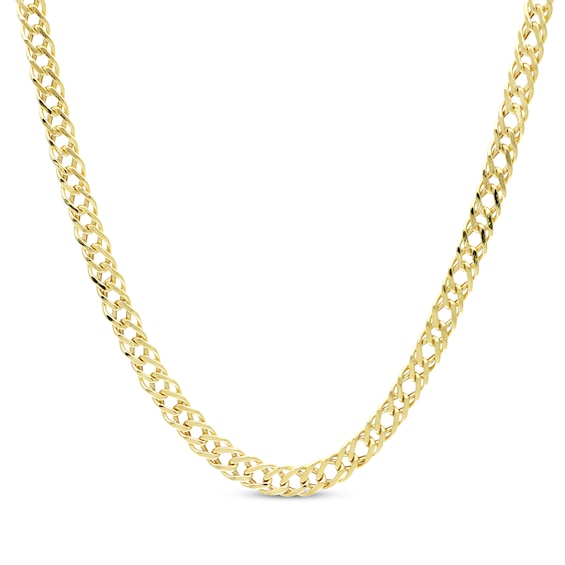 Double-Curb Chain Necklace 4.7mm Semi-Solid 10K Yellow Gold 20"