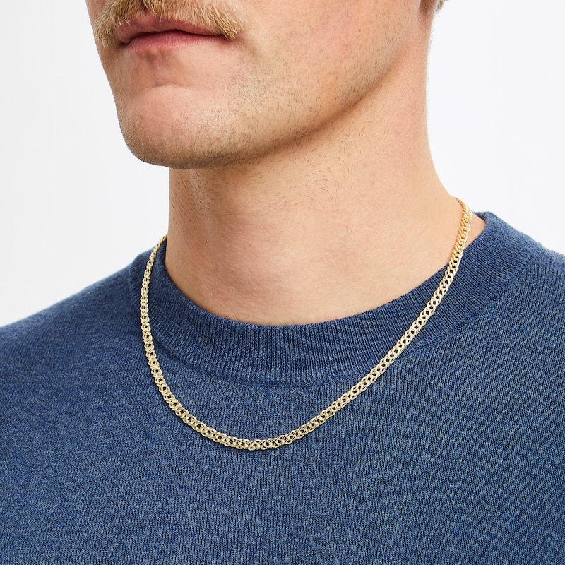 Main Image 5 of Double-Curb Chain Necklace 4.7mm Semi-Solid 10K Yellow Gold 20&quot;
