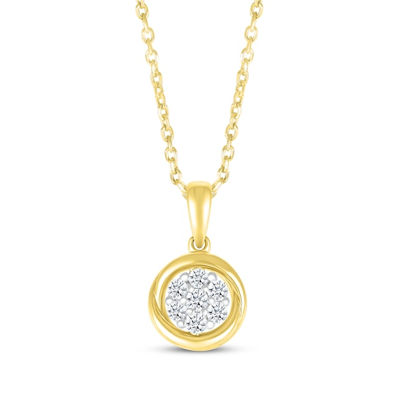 Lab-Created Diamonds by KAY Twist Circle Necklace 1/6 ct tw 10K Yellow Gold 18"