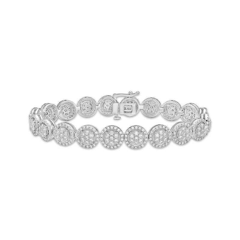 Main Image 1 of Diamond Circle Link Bracelet 5 ct tw 10K White Gold 6.85&quot;