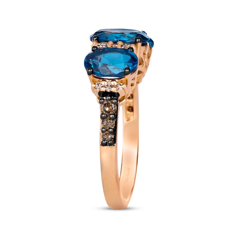 Le Vian Blue Topaz Ring 1/4 ct tw Diamonds 14K Strawberry Gold