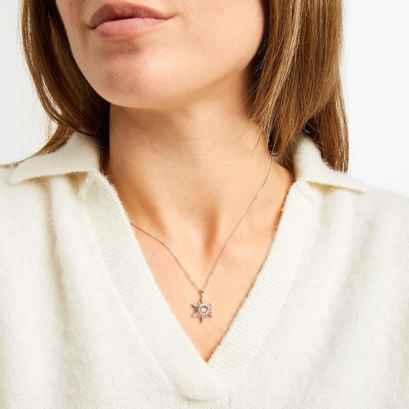 Main Image 2 of Unstoppable Love Diamond Snowflake Necklace 1/20 ct tw Sterling Silver 19&quot;