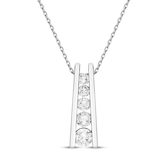 Diamond Ladder Necklace 1 ct tw 10K White Gold 18"