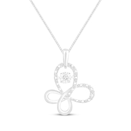 Unstoppable Love Diamond Butterfly Necklace 1/10 ct tw 10K White Gold 19"