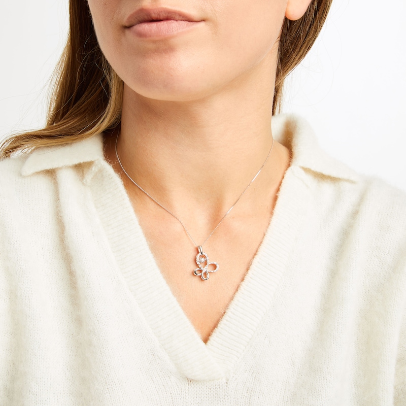 Main Image 2 of Unstoppable Love Diamond Butterfly Necklace 1/10 ct tw 10K White Gold 19&quot;