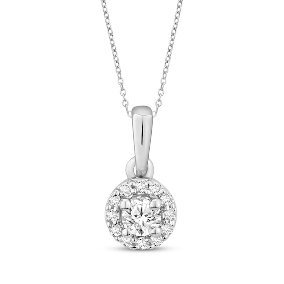 Diamond Halo Necklace 1/6 ct tw Sterling Silver 17"
