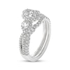 Thumbnail Image 2 of THE LEO Ideal Cut Diamond Oval & Round Three-Stone Halo Bridal Set 1-1/8 ct tw 14K White Gold