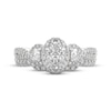 Thumbnail Image 3 of THE LEO Ideal Cut Diamond Oval & Round Three-Stone Halo Bridal Set 1-1/8 ct tw 14K White Gold