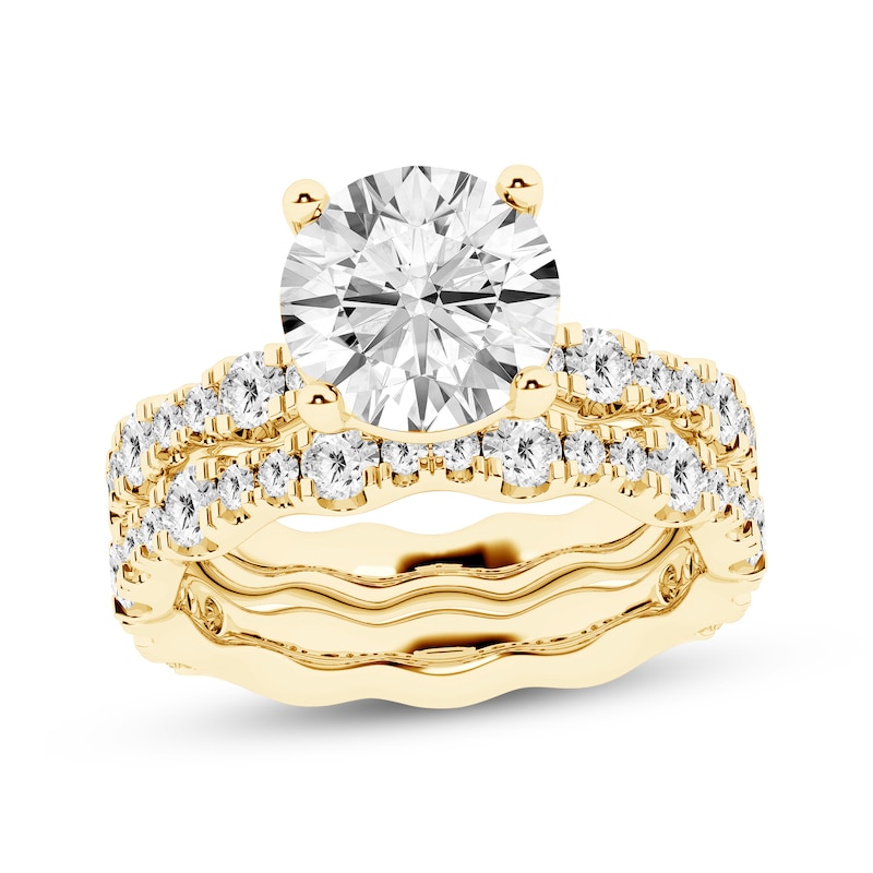 Main Image 1 of Now + Forever Lab-Grown Diamonds Round-Cut Scalloped Shank Bridal Set 4-3/8 ct tw 14K Yellow Gold