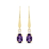 Thumbnail Image 2 of Oval-Cut Amethyst & Diamond Dangle Earrings 10K Yellow Gold