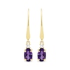 Thumbnail Image 1 of Oval-Cut Amethyst & Diamond Dangle Earrings 10K Yellow Gold