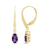 Thumbnail Image 3 of Oval-Cut Amethyst & Diamond Dangle Earrings 10K Yellow Gold