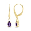 Thumbnail Image 2 of Oval-Cut Amethyst & Diamond Dangle Earrings 10K Yellow Gold