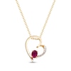 Thumbnail Image 1 of Natural Oval-Cut Ruby & Diamond Accent Tilted Heart Necklace 10K Yellow Gold 18&quot;