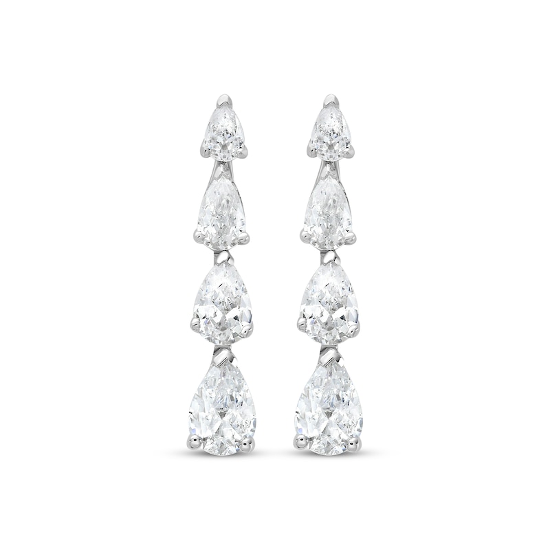 Main Image 2 of Pear-Shaped Lab-Grown Diamond Graduated Drop Earrings 1 ct tw 10K White Gold