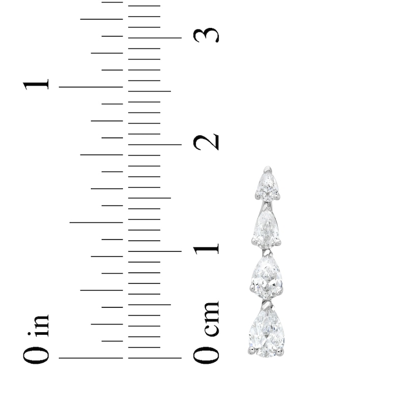 Main Image 4 of Pear-Shaped Lab-Grown Diamond Graduated Drop Earrings 1 ct tw 10K White Gold