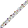 Thumbnail Image 2 of Citrine, Garnet, Amethyst, Peridot, Sky Blue Topaz & White Lab-Created Sapphire Multi-Row Bracelet Sterling Silver 7.25&quot;