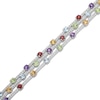 Thumbnail Image 1 of Citrine, Garnet, Amethyst, Peridot, Sky Blue Topaz & White Lab-Created Sapphire Multi-Row Bracelet Sterling Silver 7.25"