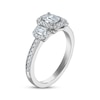 Thumbnail Image 1 of Certified Emerald-Cut Diamond Three-Stone Halo Engagement Ring 1 ct tw Platinum