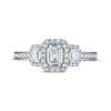 Thumbnail Image 2 of Certified Emerald-Cut Diamond Three-Stone Halo Engagement Ring 1 ct tw Platinum