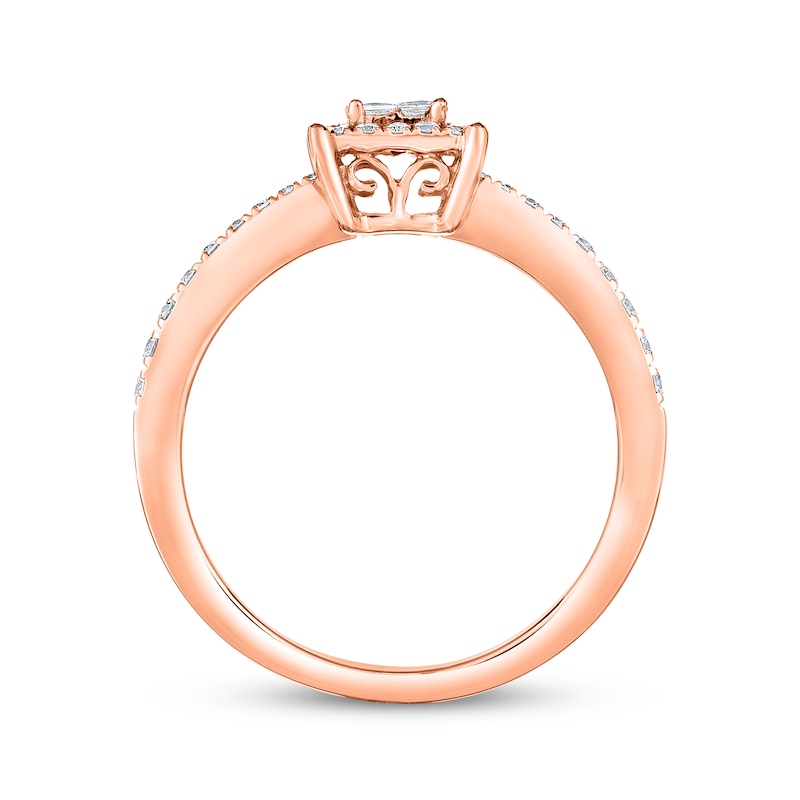 Main Image 2 of Now + Forever Princess-Cut Diamond Quad Engagement Ring 3/8 ct tw 14K Rose Gold