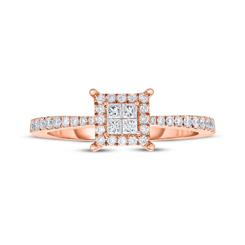 Main Image 3 of Now + Forever Princess-Cut Diamond Quad Engagement Ring 3/8 ct tw 14K Rose Gold