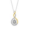 Thumbnail Image 1 of White Lab-Created Sapphire Twist Frame Necklace Sterling Silver & 10K Yellow Gold 18"
