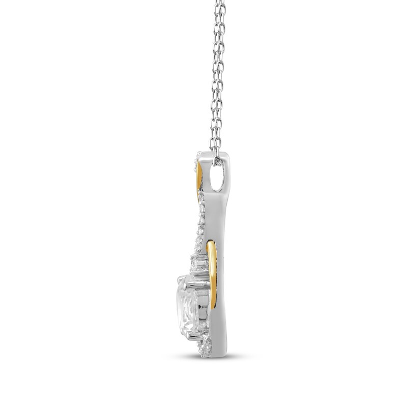 Main Image 2 of White Lab-Created Sapphire Twist Frame Necklace Sterling Silver & 10K Yellow Gold 18"