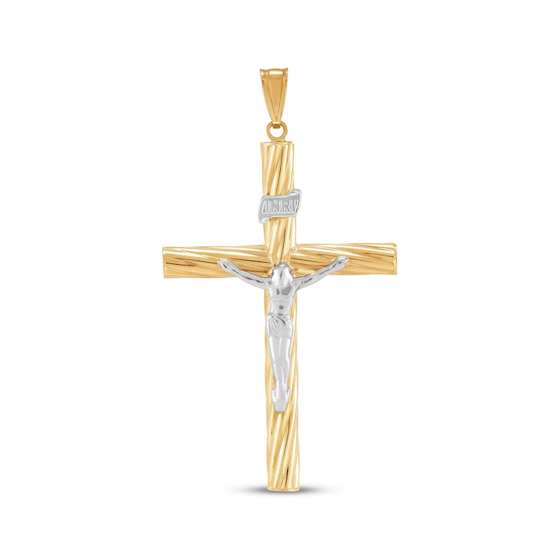 Main Image 1 of Hollow Twist Crucifix Charm 10K Two-Tone Gold