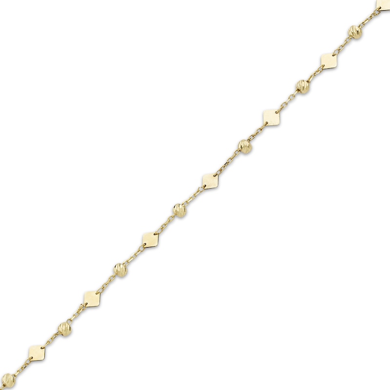 Main Image 2 of Bead & Disc Station Anklet Solid 10K Yellow Gold 10&quot;