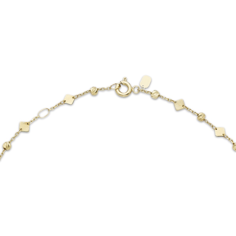 Main Image 3 of Bead & Disc Station Anklet Solid 10K Yellow Gold 10&quot;