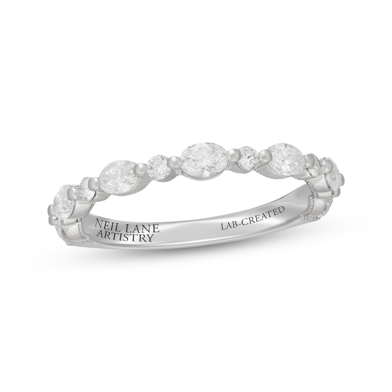 Main Image 1 of Neil Lane Artistry Oval & Round-Cut Lab-Grown Diamond Anniversary Ring 3/4 ct tw 14K White Gold