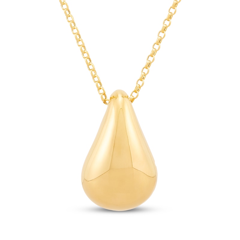 Main Image 1 of Hollow Teardrop Necklace 14K Yellow Gold 18"