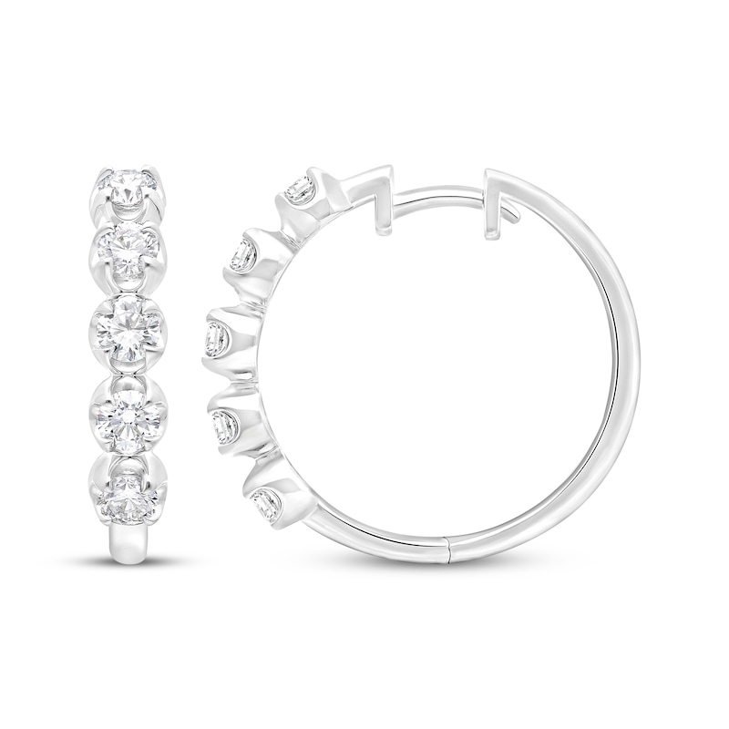Main Image 1 of KAY Lab-Grown Diamonds Five-Stone Hoop Earrings 2 ct tw 10K White Gold